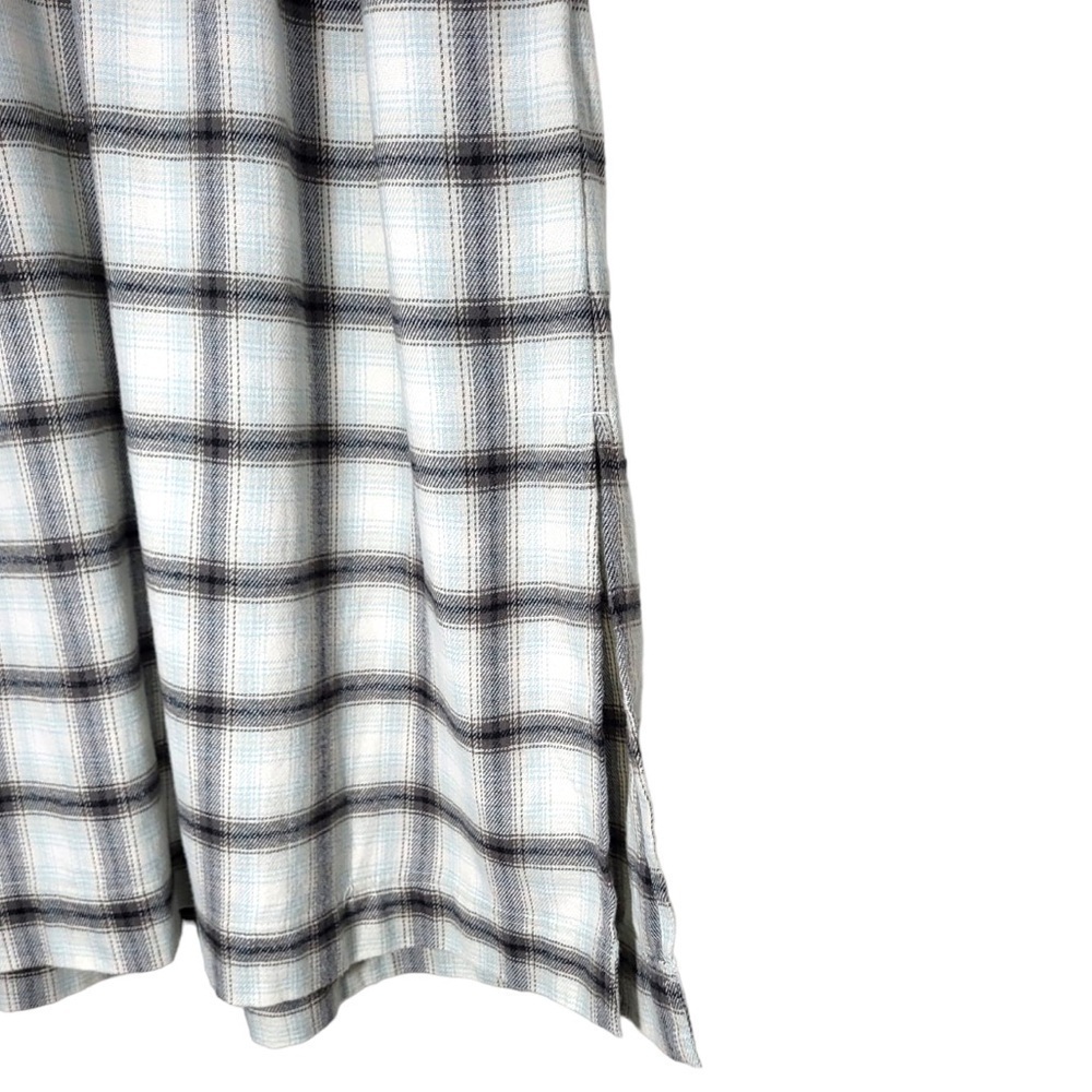 Madewell Cotton Button Up Flannel Plaid Midi Dress in Blue Multicolor - Picture 8 of 15